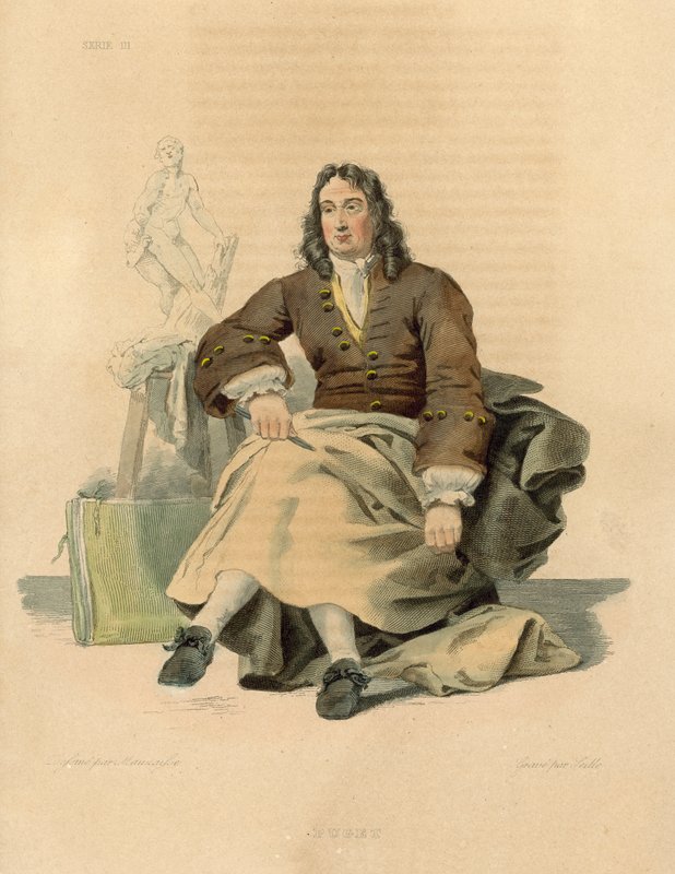 Pierre Puget (renkli gravür) by French School