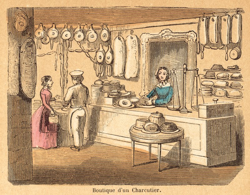 Domuz (renkli gravür) by French School