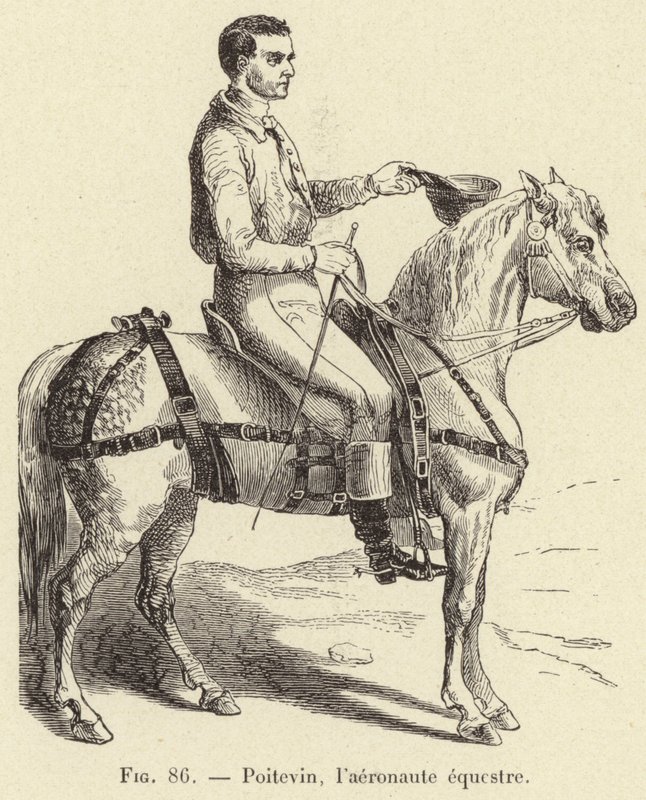 Poitevin, binicilik havacı (gravür) by French School