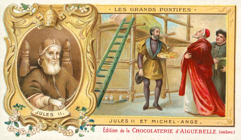 Michelangelo ile Papa II. Julius by French School
