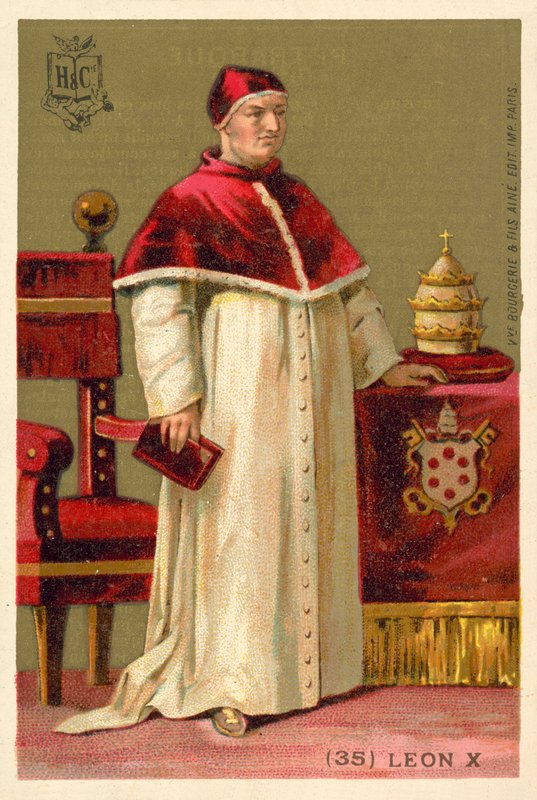 Papa Leo X (kromolitho) by French School