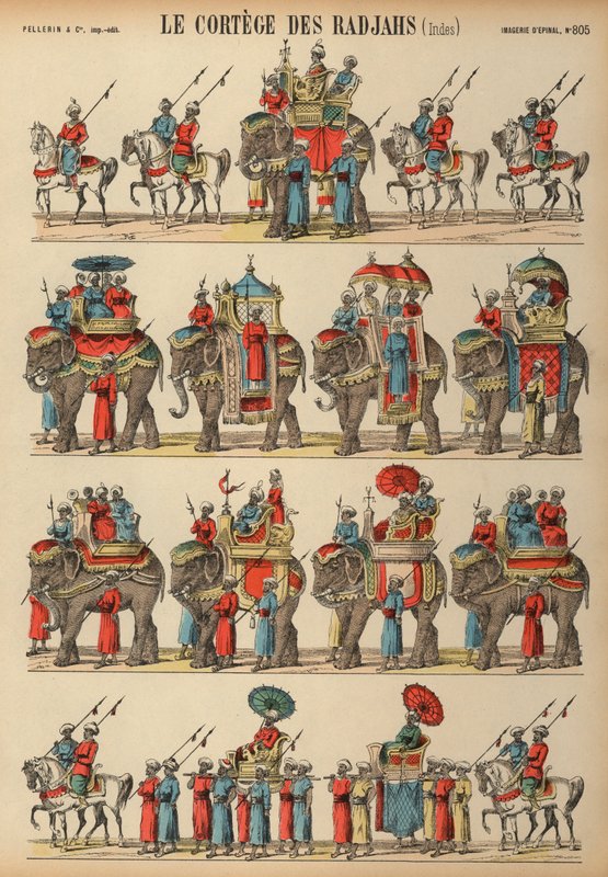 Hint rajah alayı (renkli gravür) by French School