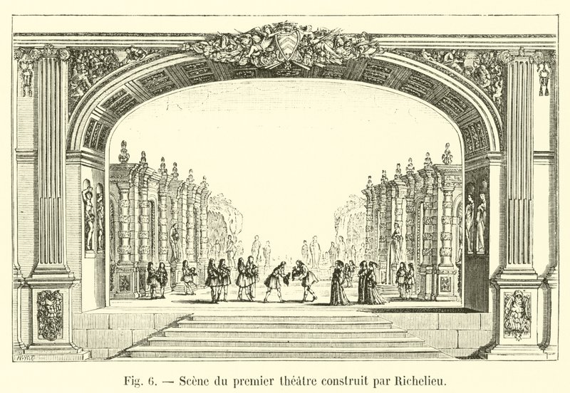 Richelieu tarafından inşa edilen ilk tiyatro sahnesi by French School