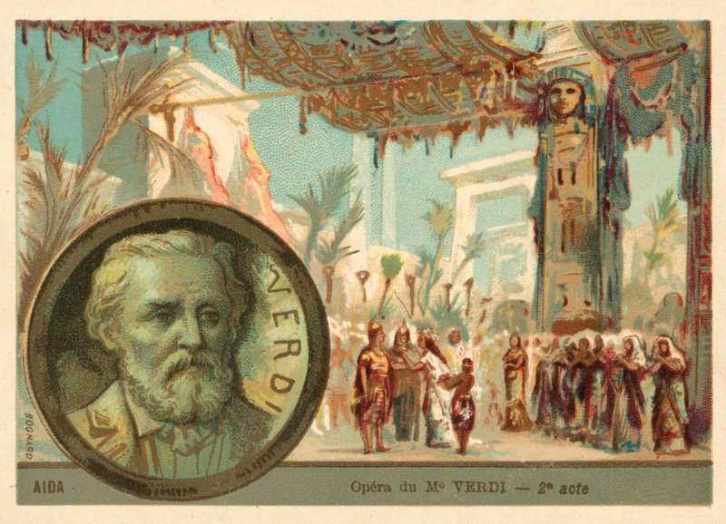 Giuseppe Verdi'nin Aida (chromolitho) operasından bir sahne by French School
