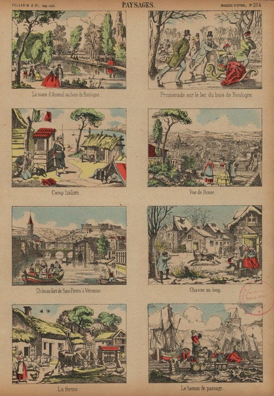 Sahneler ve manzaralar (renkli gravür) by French School