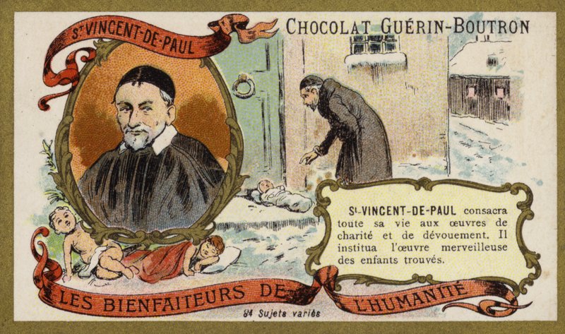 Aziz Vincent de Paul, Fransız rahip (chromolitho) by French School