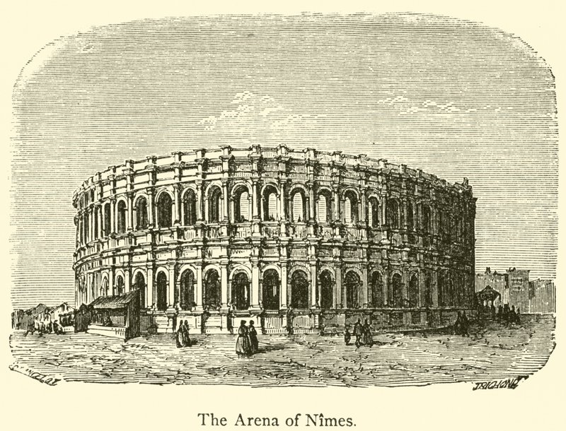 Nimes Arenası (gravür) by French School