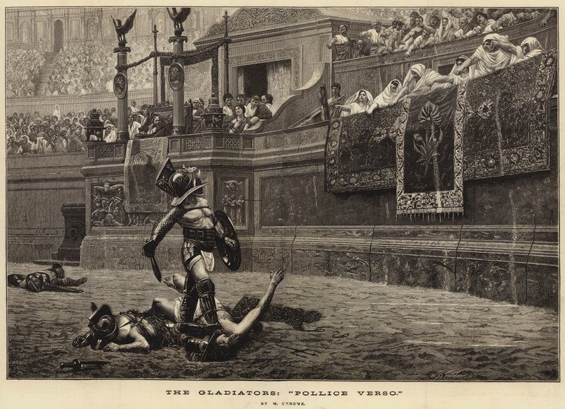 Gladyatörler, "Pollice Verso" (gravür) by French School