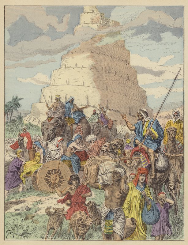 Babil Kulesi (renkli taş) by French School