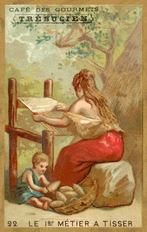 İlk dokuma tezgahı (chromolitho) by French School