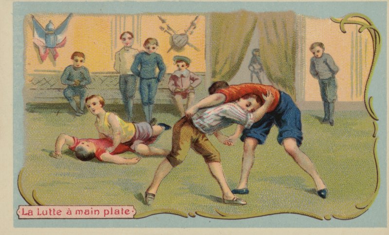 Güreş (kromolitho) by French School