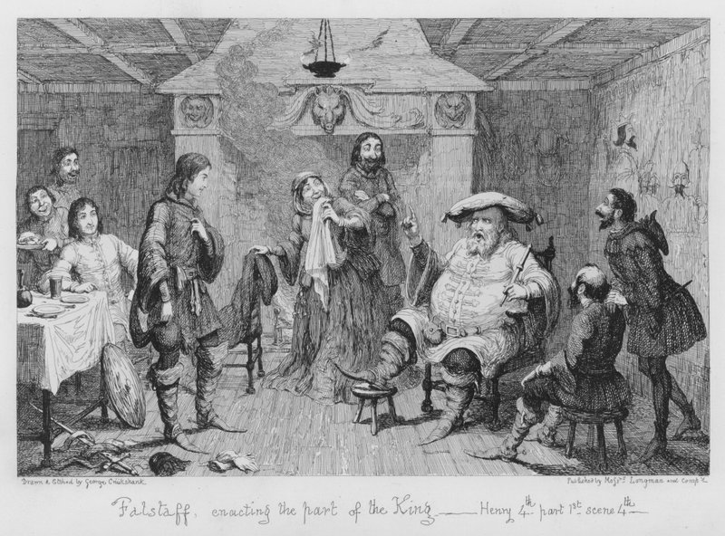 Kral rolünü canlandıran Falstaff by George Cruikshank