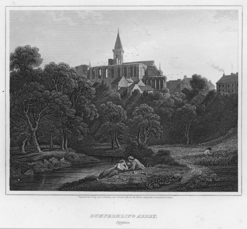 Dumfermling Manastırı, Fifeshire (gravür) by George (after) Arnald