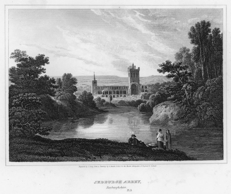 Jedburgh Manastırı, Roxburghshire (gravür) by George (after) Arnald