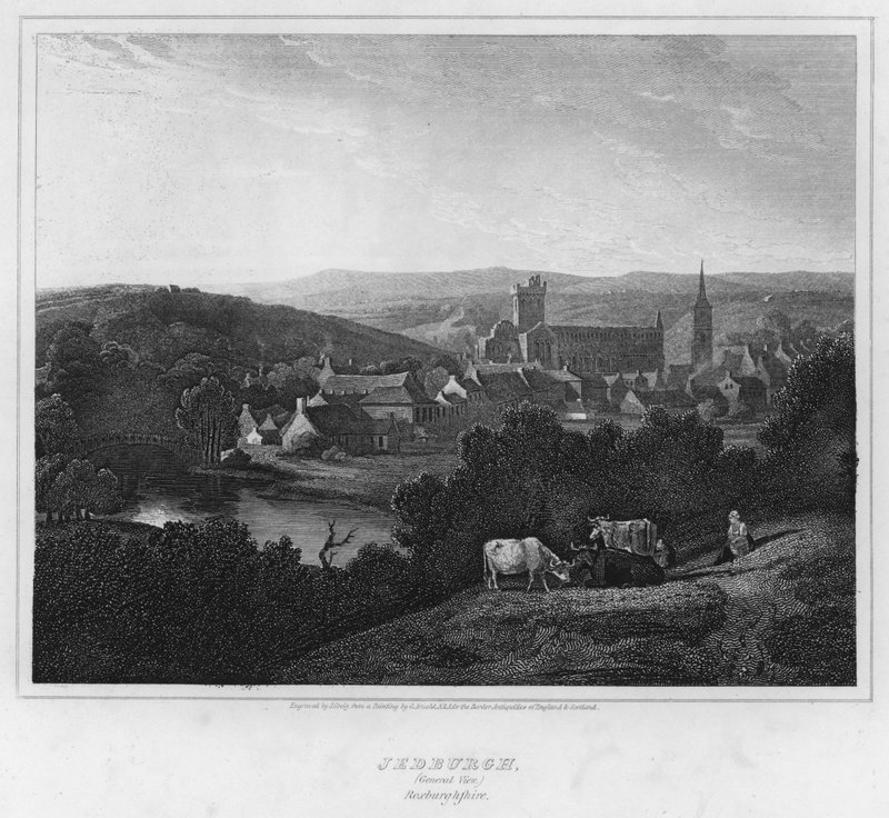 Jedburgh, Genel Görünüm, Roxburghshire (gravür) by George (after) Arnald