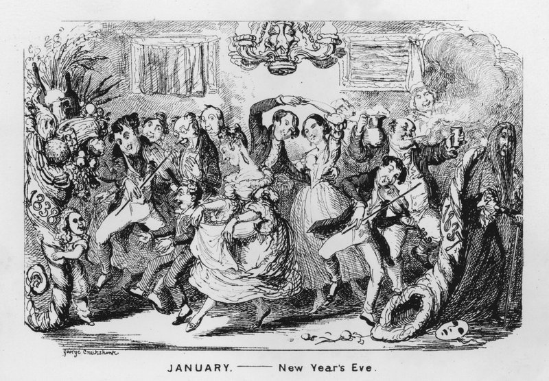 Ocak, Yılbaşı (gravür) by George Cruikshank