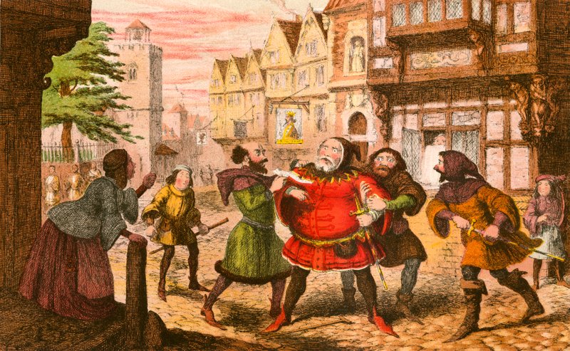 Sir John Falstaff tutuklandı by George Cruikshank