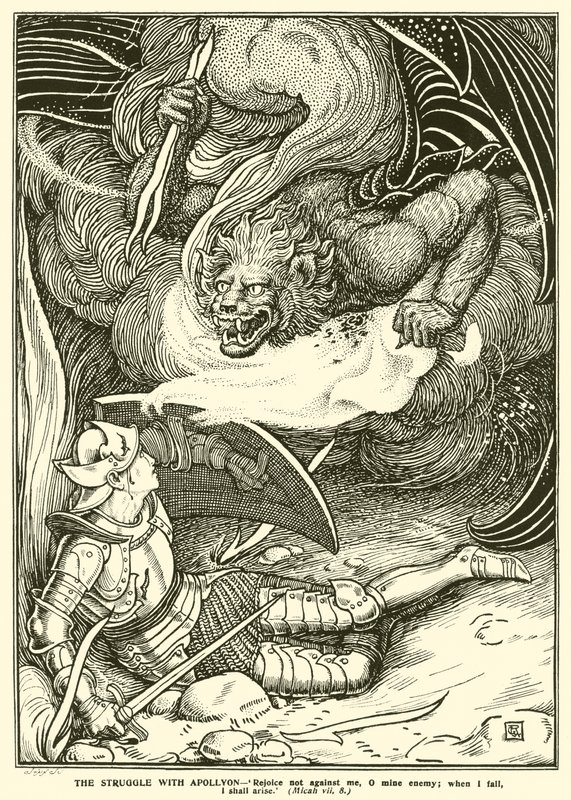 Apollon ile Mücadele (gravür) by George Woolliscroft Rhead
