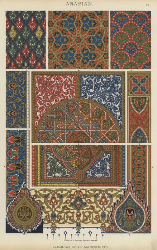 Arap, Elyazmalarının Tezhip (renkli taş) by German School