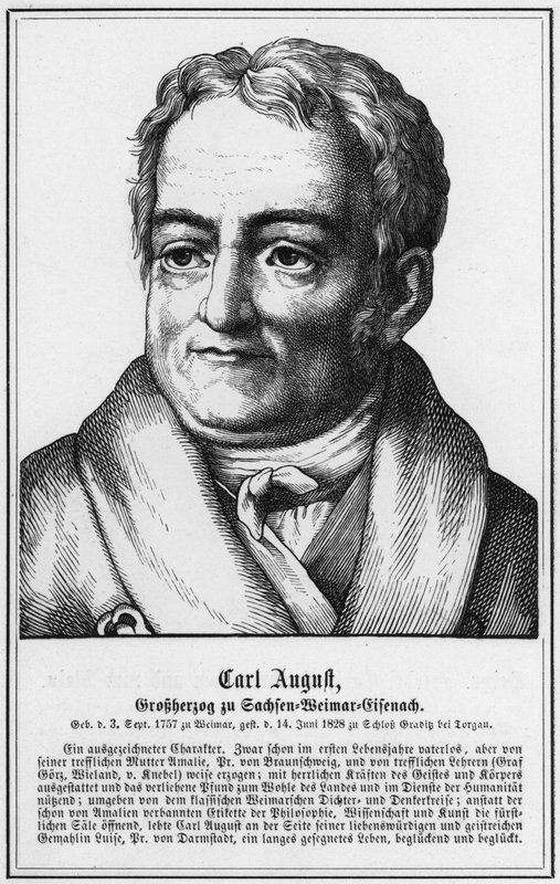 Carl August, Saxe-Weimar-Eisenach Büyük Dükü (gravür) by German School