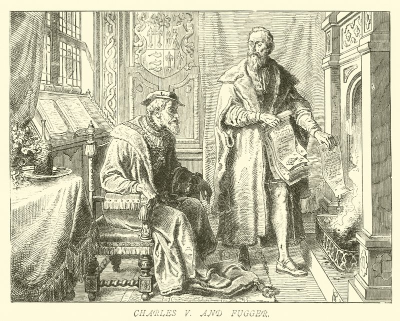 Charles V ve Fugger by German School