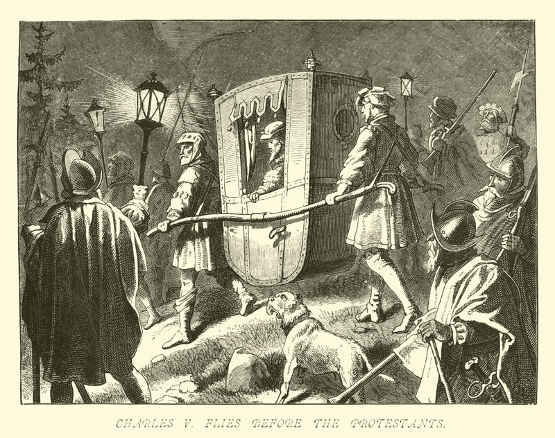Charles V Protestanlardan önce uçuyor by German School