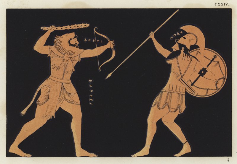 Ares ile savaşan Herkül by German School