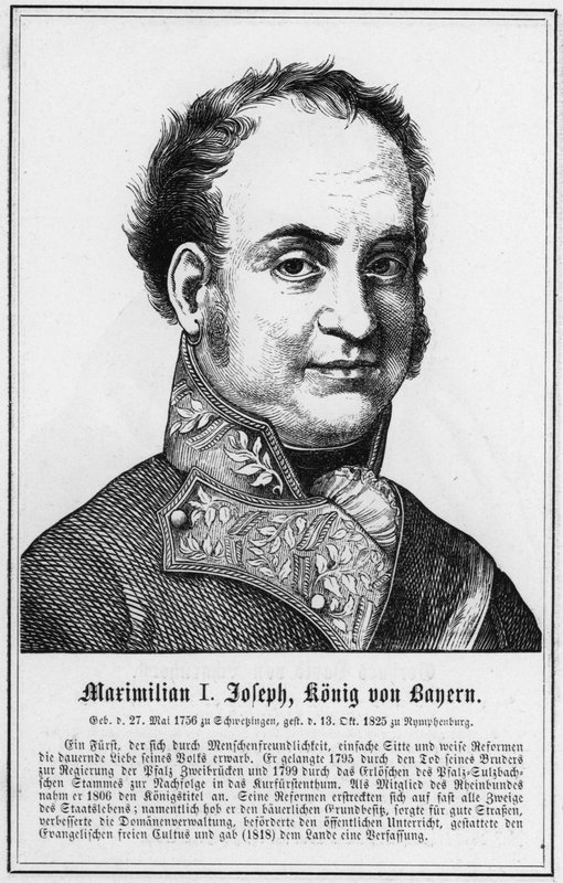 Maximilian I Joseph, Bavyera Kralı (gravür) by German School