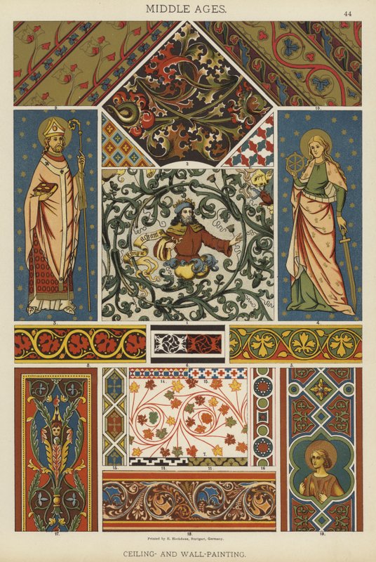 Orta Çağ, Tavan ve Duvar Resmi (renkli taş) by German School