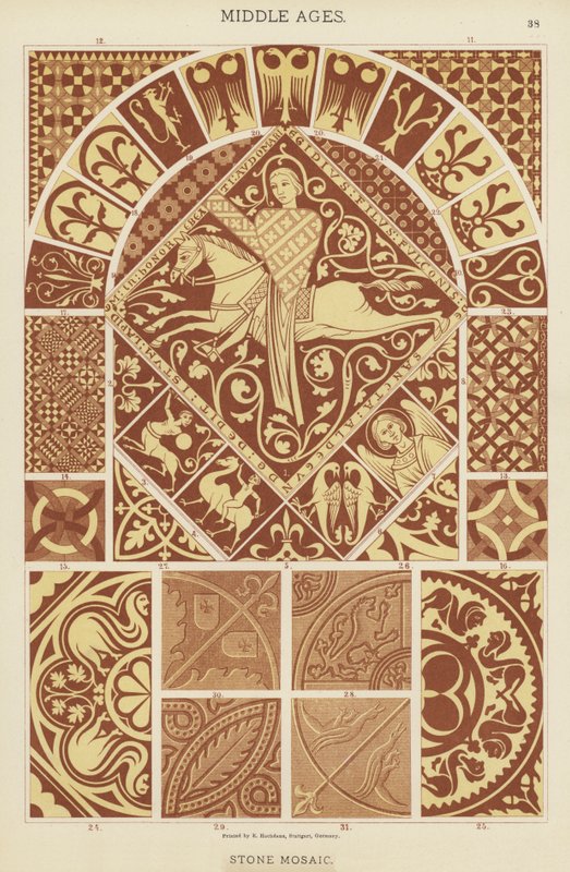 Orta Çağ, Taş Mozaik (renkli taş) by German School