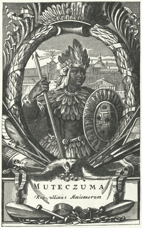 Montezuma II, Aztek İmparatoru (gravür) by German School