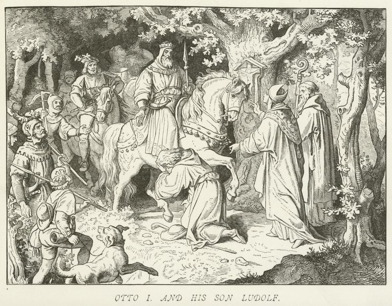 Otto I ve oğlu Ludolf by German School