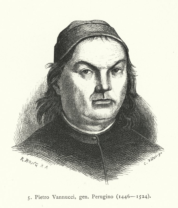 Pietro Perugino, İtalyan Rönesans sanatçısı (gravür) by German School