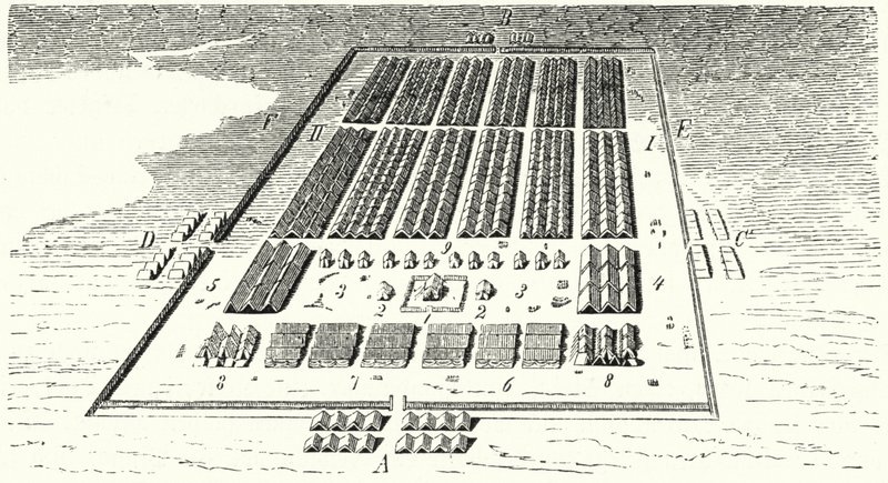 Roma ordusu kampı (gravür) by German School