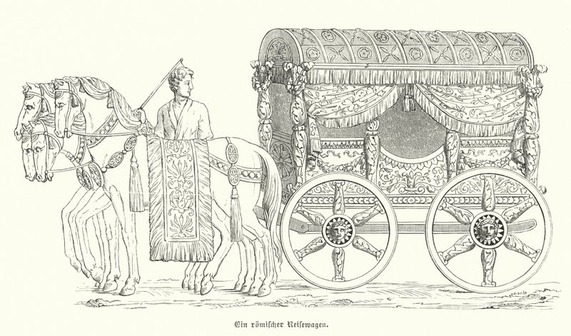 Romalı at arabası (gravür) by German School