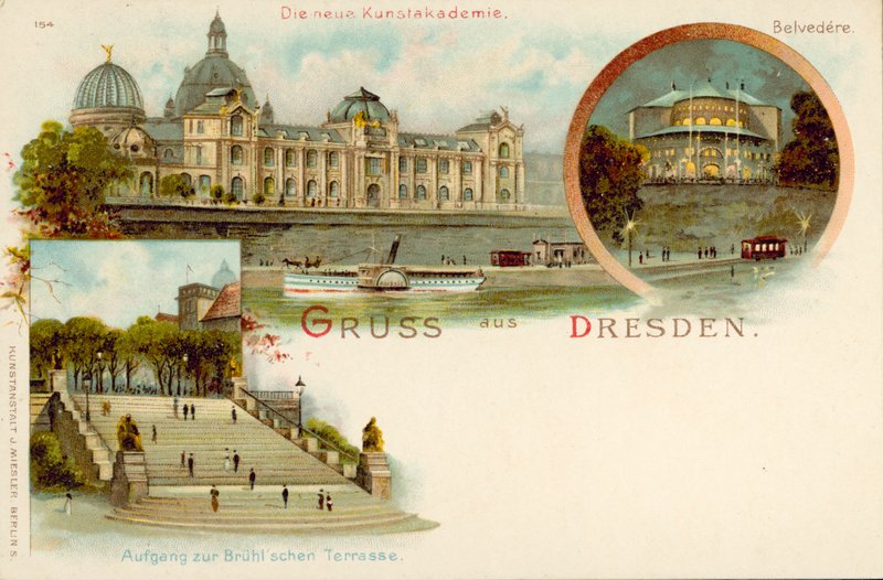 Dresden, Almanya manzarası (chromolitho) by German School