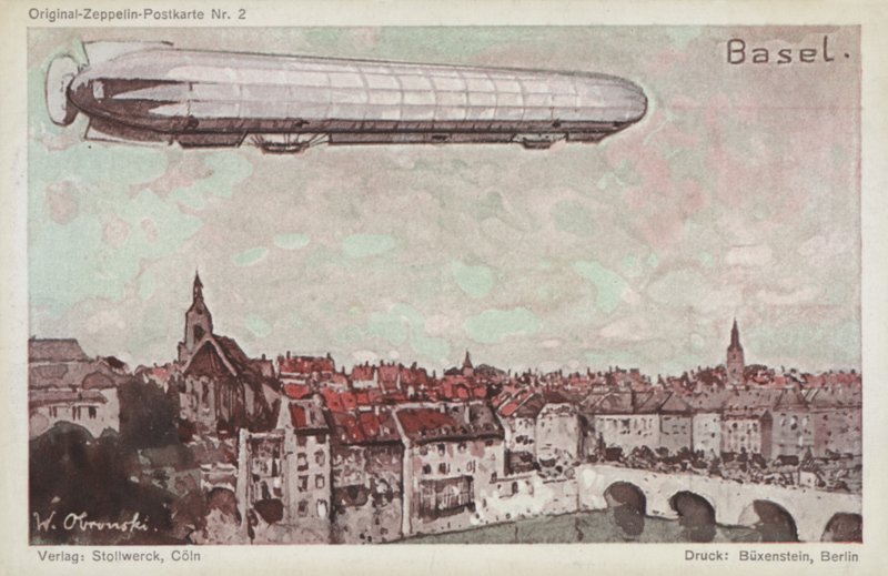 Basel üzerinde uçan zeplin by German School