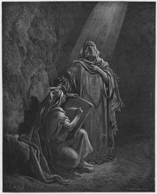 Gustave Dore Bible: Baruch writing Jeremiahs prophecies  by Gustave Dore