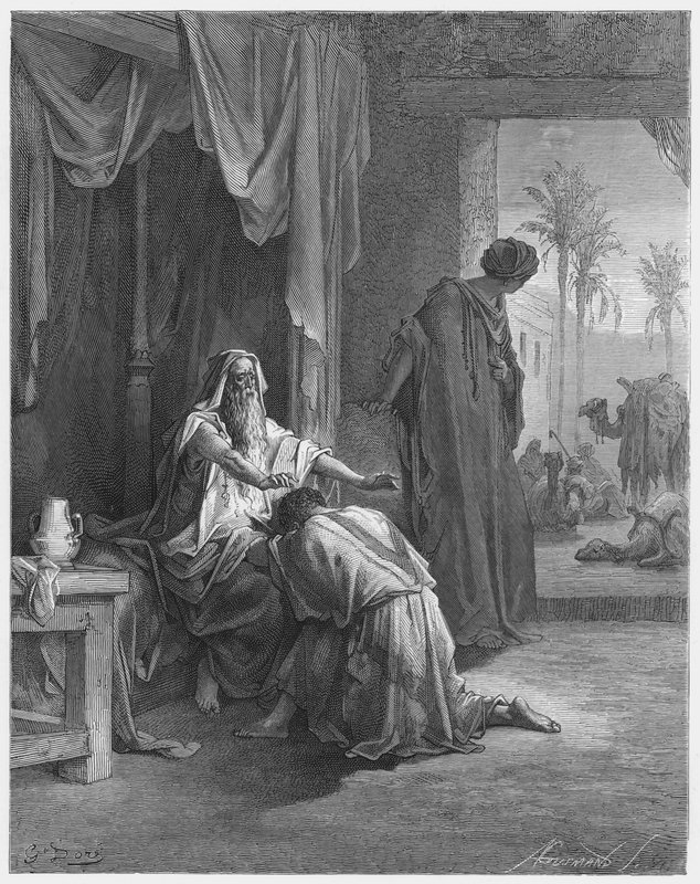 Gustave Dore Bible: Isaac blessing Jacob  by Gustave Dore
