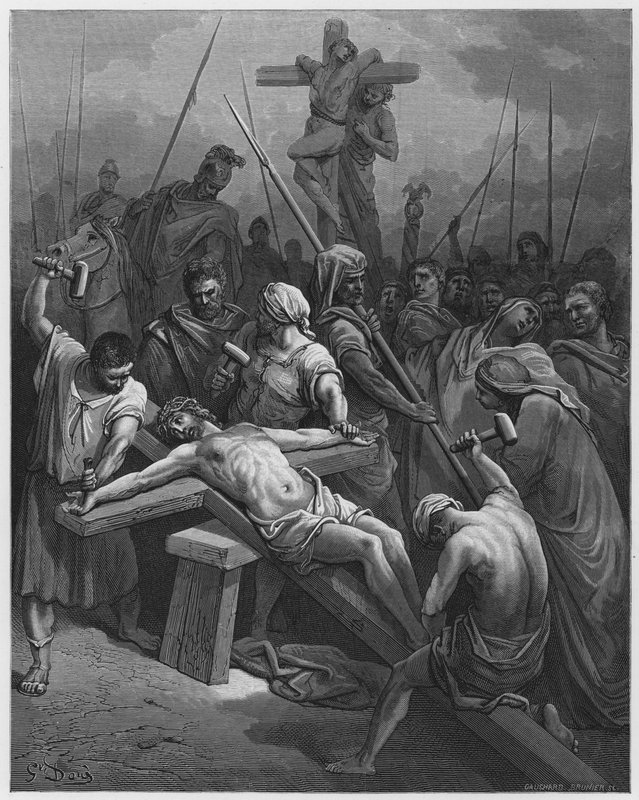 Gustave Dore Bible: Nailing Christ to the Cross  by Gustave Dore