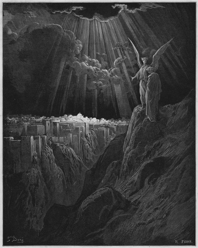 Gustave Dore Bibiliya: Kayini na Abeli batamba ibitambo byabo by Gustave Dore