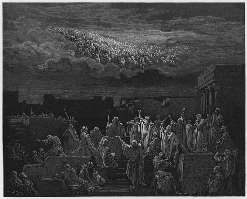 Gustave Dore Bible: The apparition of the army in the heavens  by Gustave Dore