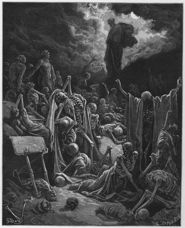 Gustave Dore Bible: The vision of the valley of dry bones  by Gustave Dore