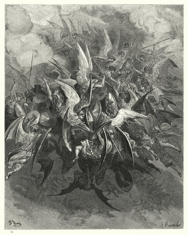 Illustration by Gustave Dore for Miltons Paradise Lost, Book VI, lines 207-209  by Gustave Dore
