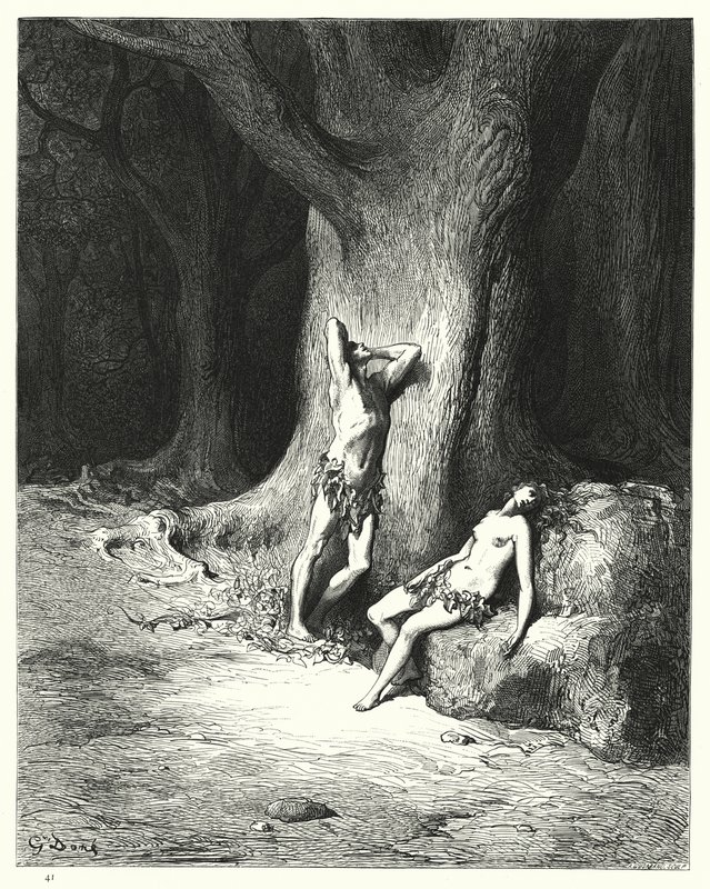Illustration by Gustave Dore for Miltons Paradise Lost, Book IX, lines 1121-1123  by Gustave Dore