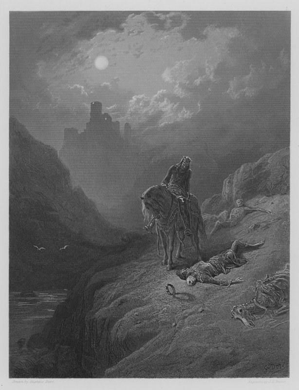 Geraint ve Enid uzaklaşıyor ben by Gustave after Dore