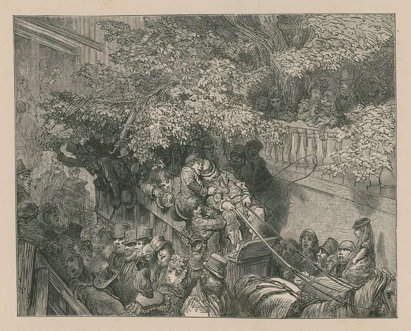 Kalabalık bir at arabası by Gustave Dore