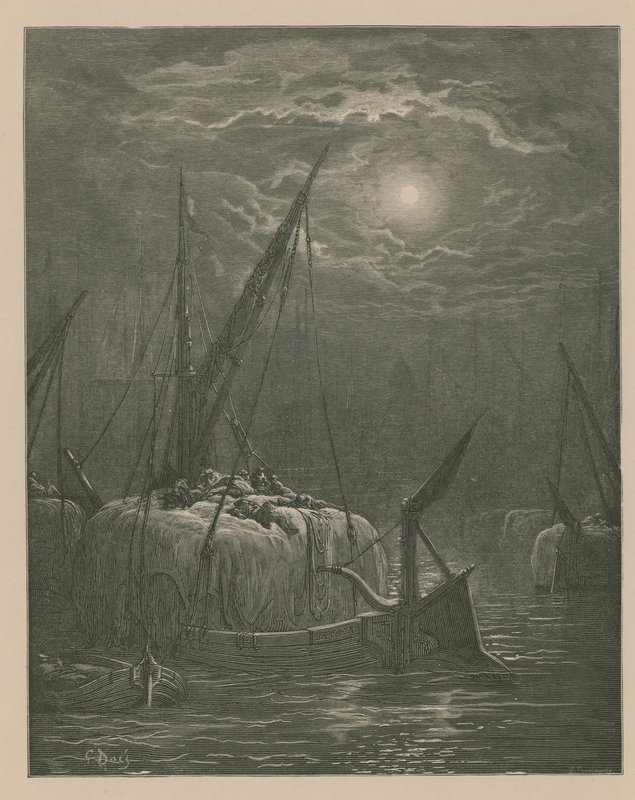 Thames üzerinde tekneler by Gustave Dore