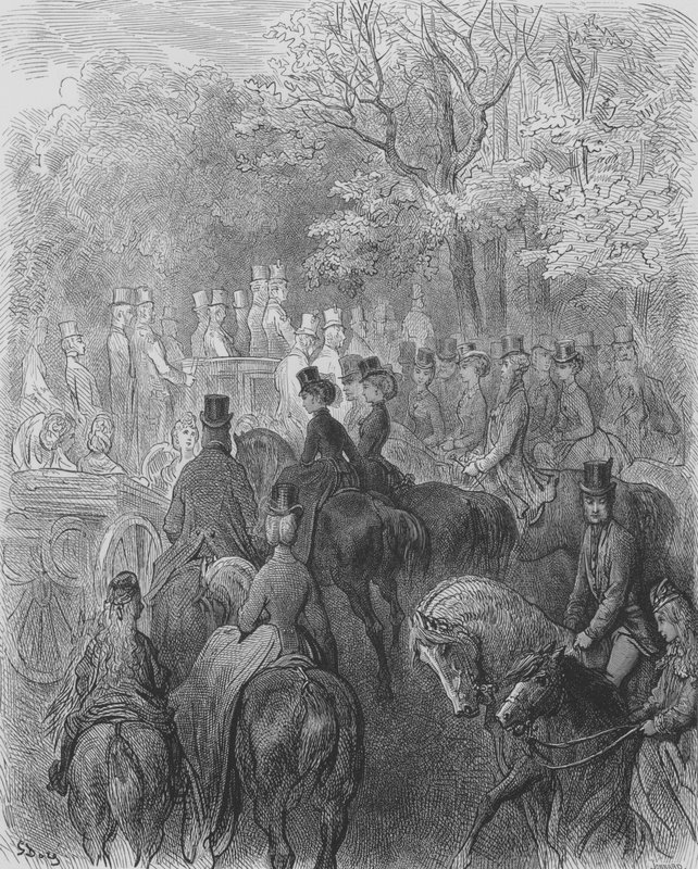 Hyde-Park, Equipages De Cavaliers  by Gustave after Dore