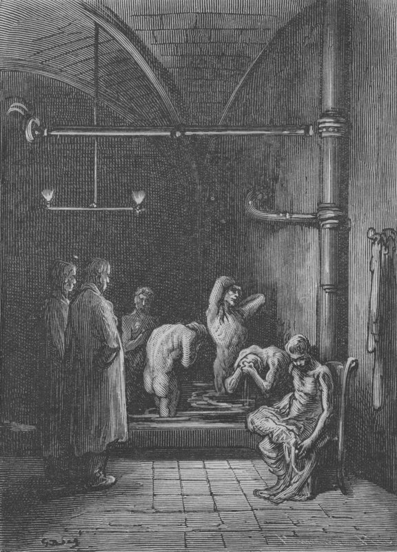 Sığınaktaki Tuvalet by Gustave after Dore